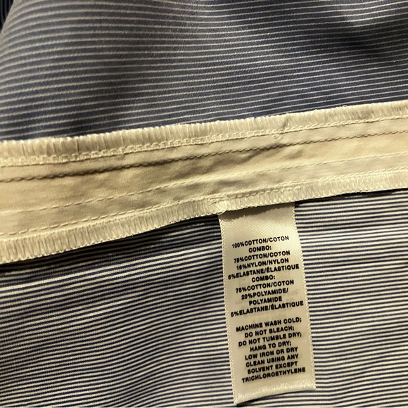 Two tone blue striped Lafayette 148 New York button down dress shirt - Picture 6 of 8